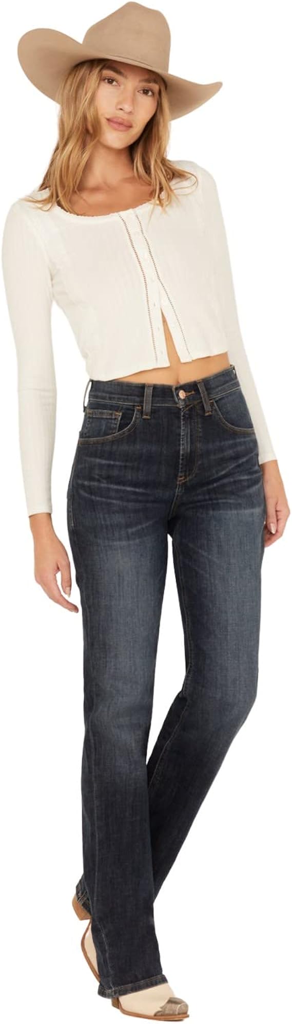 ariat 女式高腰超宽松弗兰基直筒牛仔裤